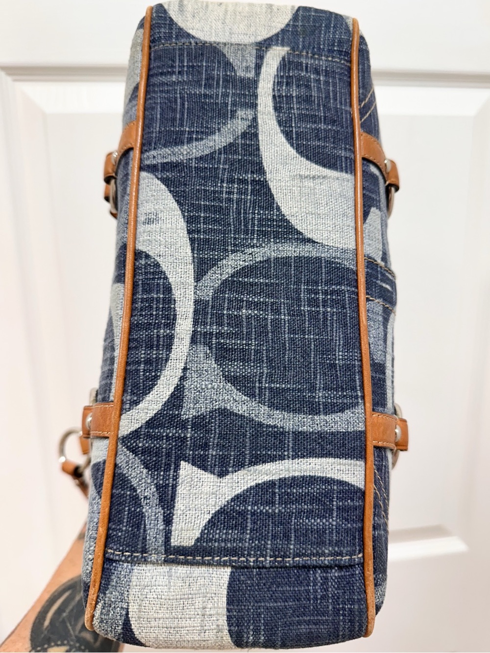 Coach Tonal Big C Signature Denim East/West Gallery Tote Y2K F13810 - Picture 11 of 13